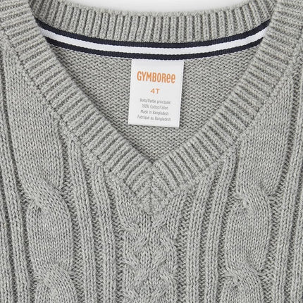 Gymboree Boys and Toddler V-Neck Cable Knit Sweater Vest, Smoke Gray, 6