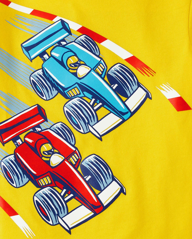 The Children's Place Baby and Toddler Boys' Vehicle Short Sleeve Graphic T-Shirts, Multipack, Color Trains/Race Cars/Motobike, 18-24 Months