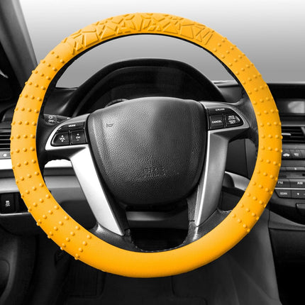 FH Group FH3002YELLOW Yellow Steering Wheel Cover (Silicone W. Nibs & Pattern Massaging grip Wheel Cover Color-Fit Most Car Truck Suv or Van)