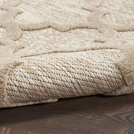Alfombra Nourison Easy Care para Interiores/Exteriores Beige Natural de 1,5 x 2,1 m, Marroquí, Enrejado, Dormitorio, Sala de Estar, Patio Trasero, Terraza, Patio, Fácil de Limpiar, No Suelta Pelo