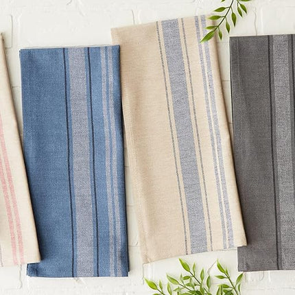 DII Cotton Oversized French Stripe Dish Towels, 20 x 30 Set of 3, Monogrammable Country Farmhouse Flour Sack Tea Towels-Chambray Blue