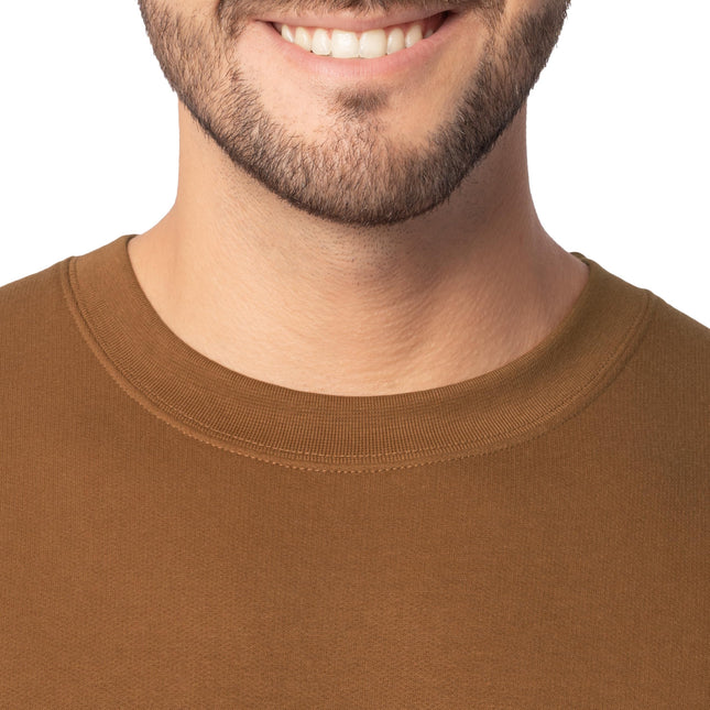 Sudadera de cuello redondo de vellón Eversoft para hombre Fruit of the Loom, absorbe la humedad y es transpirable, tallas S-4x, nuez pecana dorada, 4XL