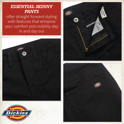 Dickies Womens Women's High Rise Skinny Twill Pants, Rinsed Black, 26