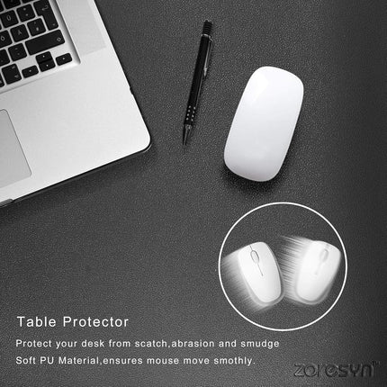 ZORESYN Extend Long Mouse Pad Black (120 x 40cm) - PU Leather Large Gaming Mousepad Desk Mat - Nonslip Base and Waterproof Desktop Keyboard Extended Mouse Mat