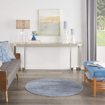Tapis d'intérieur/extérieur Nourison Essentials rond bleu/gris de 1,20 m