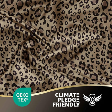 MARTEX Elegance Seduction 1S51588 Satin Silky Deep Pocket Easy Care Machine Washable 1 Fitted Sheet 1 Flat Sheet and 2 Pillowcases Queen Size 4 Piece Leopard Animal Print Sheet Set, Queen, Brown