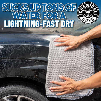 Chemical Guys Waffle Weave Grey Matter 70/30 Blend Microfiber Drying Towel with Silk Edging, 25" x 36"
