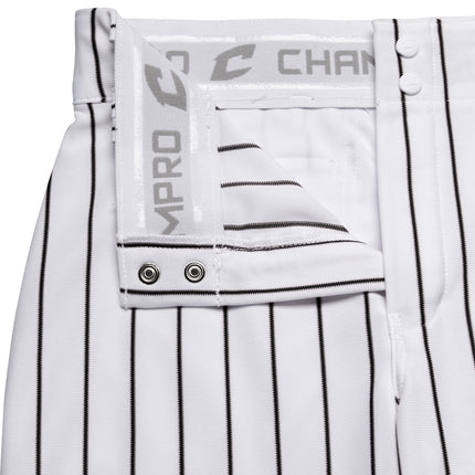 CHAMPRO Triple Crown Open-Bottom Loose-Fit Youth Baseball Pants with Knit-in Pinstripes White,Black