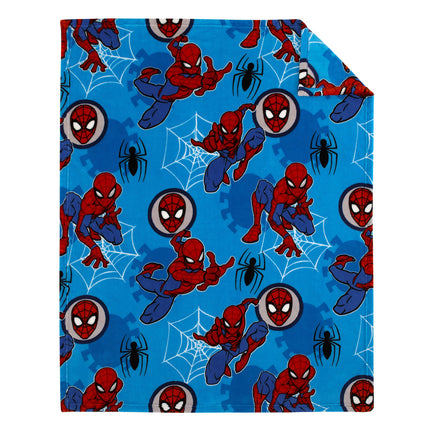Manta para niños pequeños Marvel Spiderman Wall Crawler con telas de araña rojas, blancas y azules