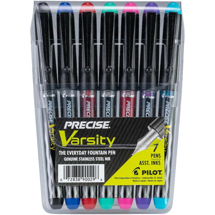 Pilot Varsity Disposable Fountain Pens, 7-Pack Pouch, Assorted Color Inks (90029)