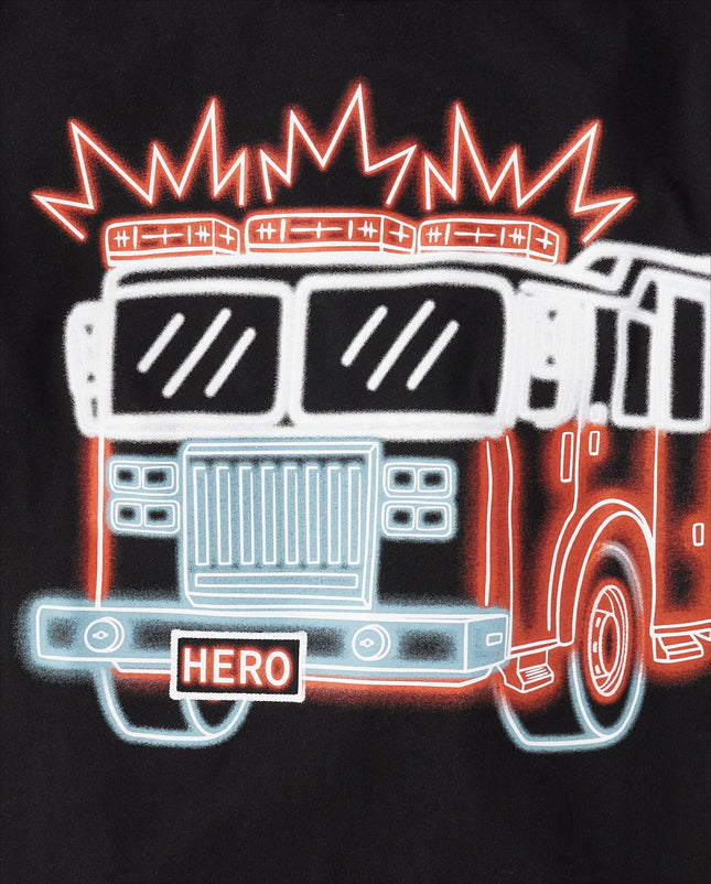 The Children's Place Camisetas gráficas de manga corta con vehículos para niños, multipacks, camión de bomberos/bicicleta/máxima potencia, extrapequeño