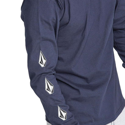 Volcom Men's Iconic Deadly Stones Long Sleeve T-Shirt, Navy White White, Large
