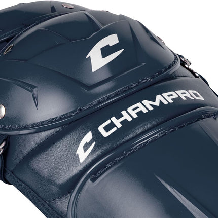 Protège-tibias de receveur de baseball à double genou CHAMPRO Optimus MVP, longueur 14,5", CG104NY, marine