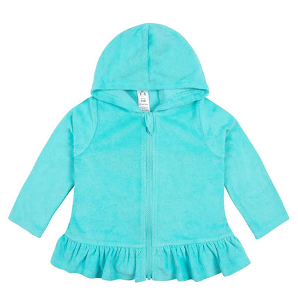 Gerber Bébé Filles Tout-Petit Sweat à Capuche Zippé Cache-Maillot Éponge, Aqua, 6-9 Mois