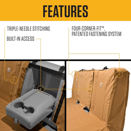 Carhartt Universal Nylon Duck Canvas Automotive Bench Seat Covers, Durable Fitted Full-Size Bench Seat Protection with Rain Defender, Gravel