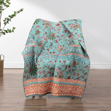 Greenland Home Throw Blanket, Brushed Microfiber Shell 60%, 40% Polyester,Cotton Rich Fill, Turquoise, 50 x 60 Inches