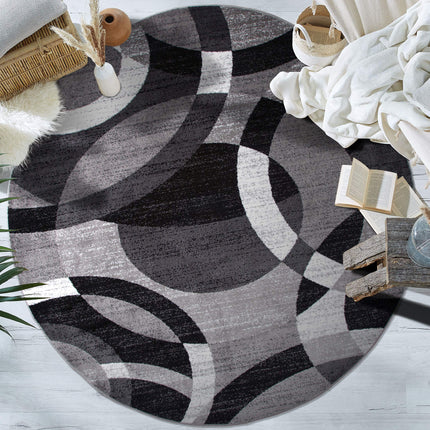 Rugshop Contemporary Abstract Circles Perfect for high Traffic Areas of Your Living Room,Bedroom,Home Office,Kitchen Round Area Rug 8' Gray