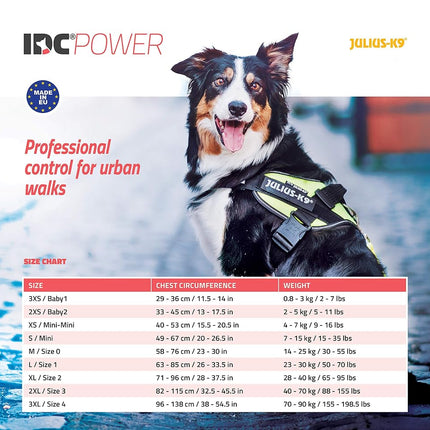 JULIUS-K9 IDC Powerharness, 2XL, no pull dog harness, Neon Green