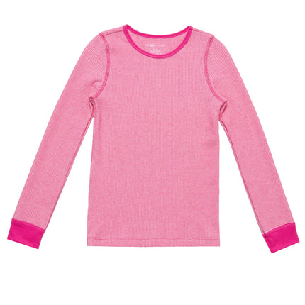 Fruit of the Loom Girls Premium Thermal Waffle Underwear Set, White/Fuchsia Burst, 10-12