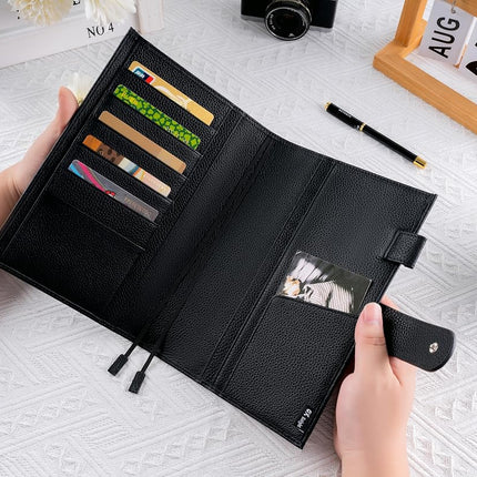 Ox Knight A5 Leather Planner Cover for Hobonichi Cousin, Stalogy, Midori, Leuchtturm1917, and More - with Pen Loop, Card Slots, Back Pocket, and Bookmarks (Black)