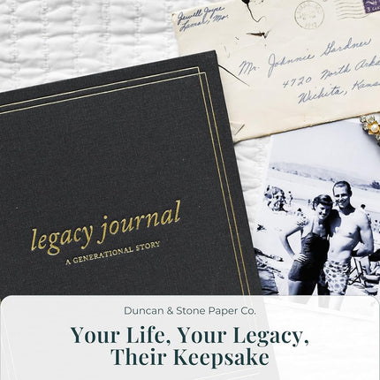 Grandparents Legacy Journal (Charcoal, 85 Pages) by Duncan & Stone - Memory Journal for Grandparents & Parents - Grandma Story Album - Ideal Gift of a Legacy Journal