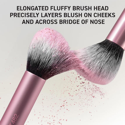 Real Techniques Precision Blush Brush, Fluffy Powder Blush Makeup Brush for Buildable Cheek Color, Pressed & Loose Blush, Synthetic Bristles, Vegan & Cruelty-Free