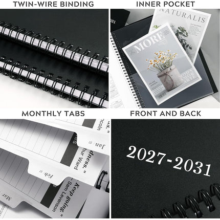 2026-2030 Monthly Planner/Calendar - 5 Year Monthly Planner, Jan. 2026 - Dec. 2030, 9" x 11", 5 Year Calendar Double-Side Pocket + Durable Polypropylene Cover