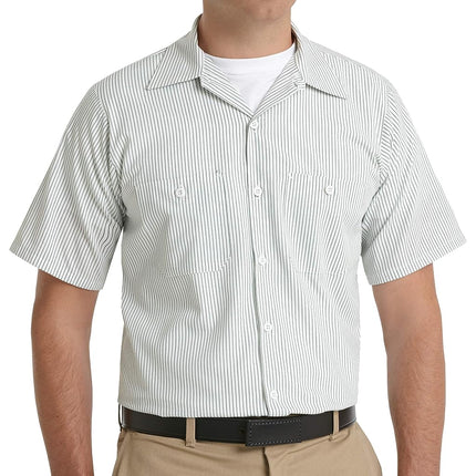 Red Kap Men's Industrial Stripe Work Shirt, Regular Fit, Short Sleeve