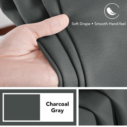 Deconovo Back Tab and Rod Pocket Drapes and Curtains - (42x95 Inch, Dark Grey, 2 Panels), Long Blackout Curtains for Sliding Glass Door