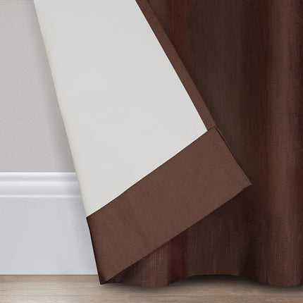 Eclipse Kendall Modern Blackout Thermal Rod Pocket Window Curtain for Bedroom or Living Room (1 Panel), 42" x 95", Chocolate