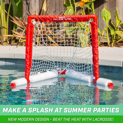 GoSports Lacrosse Floating Pool Goal Set - Includes Lacrosse Water Goal, 2 Lacrosse Sticks and 4 Soft Rubber Balls