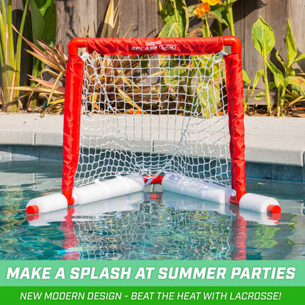 GoSports Lacrosse Floating Pool Goal Set - Includes Lacrosse Water Goal, 2 Lacrosse Sticks and 4 Soft Rubber Balls