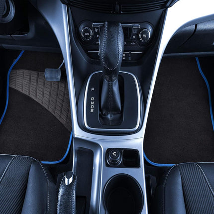 FH Group F14503 BLUE Color-Trimmed Liners Non-Slip Car Floor Mats with Rubber Heel Pad – Full Set