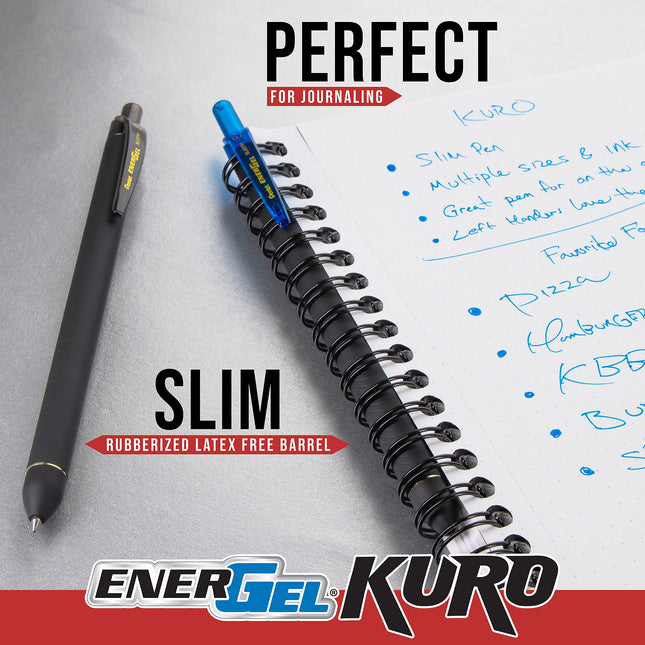 Bolígrafo de gel líquido EnerGel Kuro, 0.7 mm, trazo medio, tinta surtida, paquete de 12 (BL437R1BP12M1)
