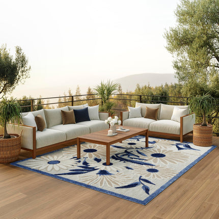 Nourison Aloha Indoor/Outdoor Blue/Grey 6' x 9' Ar
