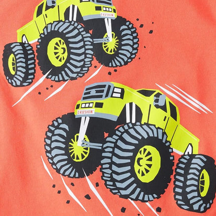 Lot de t-shirts graphiques à manches courtes The Children's Place pour bébés et tout-petits garçons, modèles Véhicules, Course/Chantier/Monster Trucks, 2T