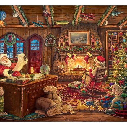 Ceaco - Thomas Kinkade - Santa Checking His List - 1000 Piece Jigsaw Puzzle for Adults - Collectible Tin Case - Finished Size is 26.6 x 19