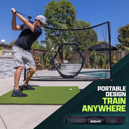 GoSports 10 ft x 7 ft PRO Golf Practice Hitting Net - Personal Driving Range for Indoor or Outdoor Practice