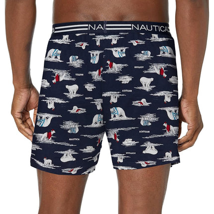Nautica Men's Classic Cotton Loose Knit Boxer Shorts, Polar Bears-Peacoat, S