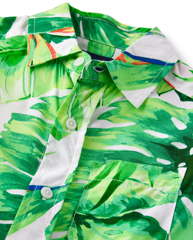 The Children's Place Boys' Short Sleeve Poplin Button Down Shirt, Applemint, X-Small