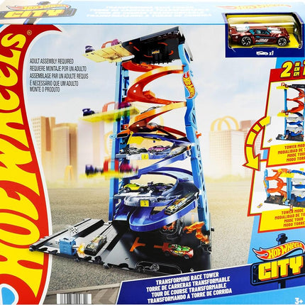 Hot Wheels City Transforming Race Tower & 1 Toy Car