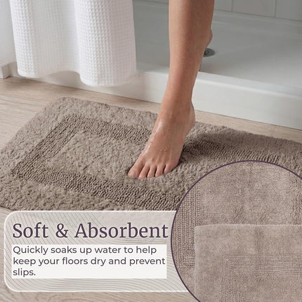 Bedford Home 100% Cotton 2 Piece Reversible Rug Set - Taupe