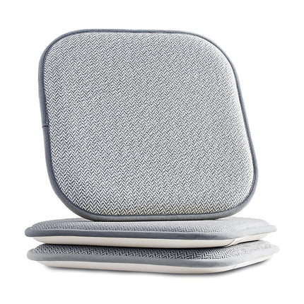 Elegant Comfort 2 Pack Chair Cushion Covers - Skid-Proof Rubber Backing - 16 x 16 Inch - Thick Dining Square Shape Seat Covers - Comfortable Textured Chair Pads with Ties - Chevron Pattern, Gray