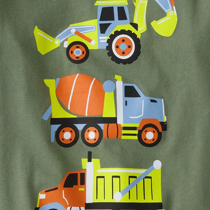 The Children's Place T-shirts graphiques à manches courtes Véhicule pour bébés et tout-petits garçons, Multipack, Anniversaire Engin de chantier/Construction lot de 2, 2T
