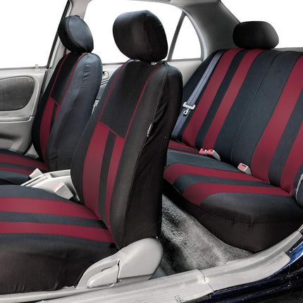 FH GROUP FH-FB036217 Striking Striped Seat Covers Burgundy/Black Color- Fit Most Car, Truck, Suv, or Van