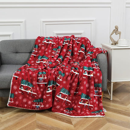 Elegant Comfort Flannel Fleece Sherpa Throw for Winter - Reversible Ultra Plush Throw for Winter Lightweight Soft Cozy Christmas Decorative Throw Perfect for Relaxing 50"x60", Pattern