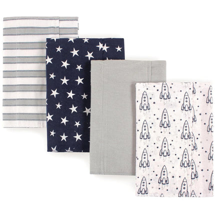 Bavoirs en flanelle de coton unisexe pour bébé Hudson Baby, motif Fusée, taille unique