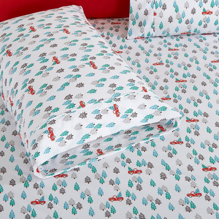 Elegant Comfort Luxury Soft Bed Sheets Holiday Pattern 1500 Premium Hotel Quality Microfiber - Softness Wrinkle and Fade Resistant (6-Piece) Bedding Set, Full, Pickup Tree