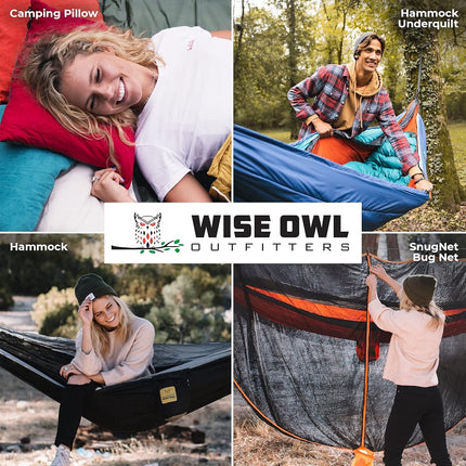Wise Owl Outfitters Hammock for Camping Double Hammocks Gear for The Outdoors Backpacking Survival or Travel - Portable Lightweight Parachute Nylon DO Green & Khaki
