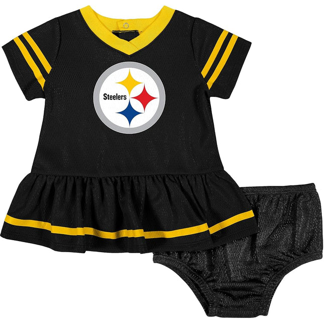 NFL Pittsburgh Steelers Girls 2018Dazzle Dress & Panty, Black, 18 Months